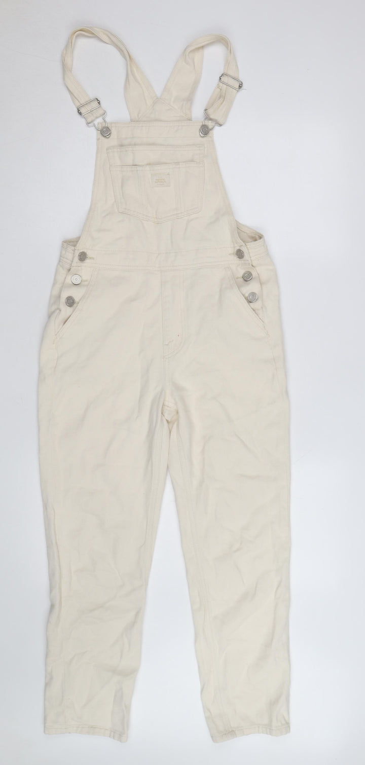 Pacific Republic Women's Ivory Cotton Dungaree Jumpsuit M