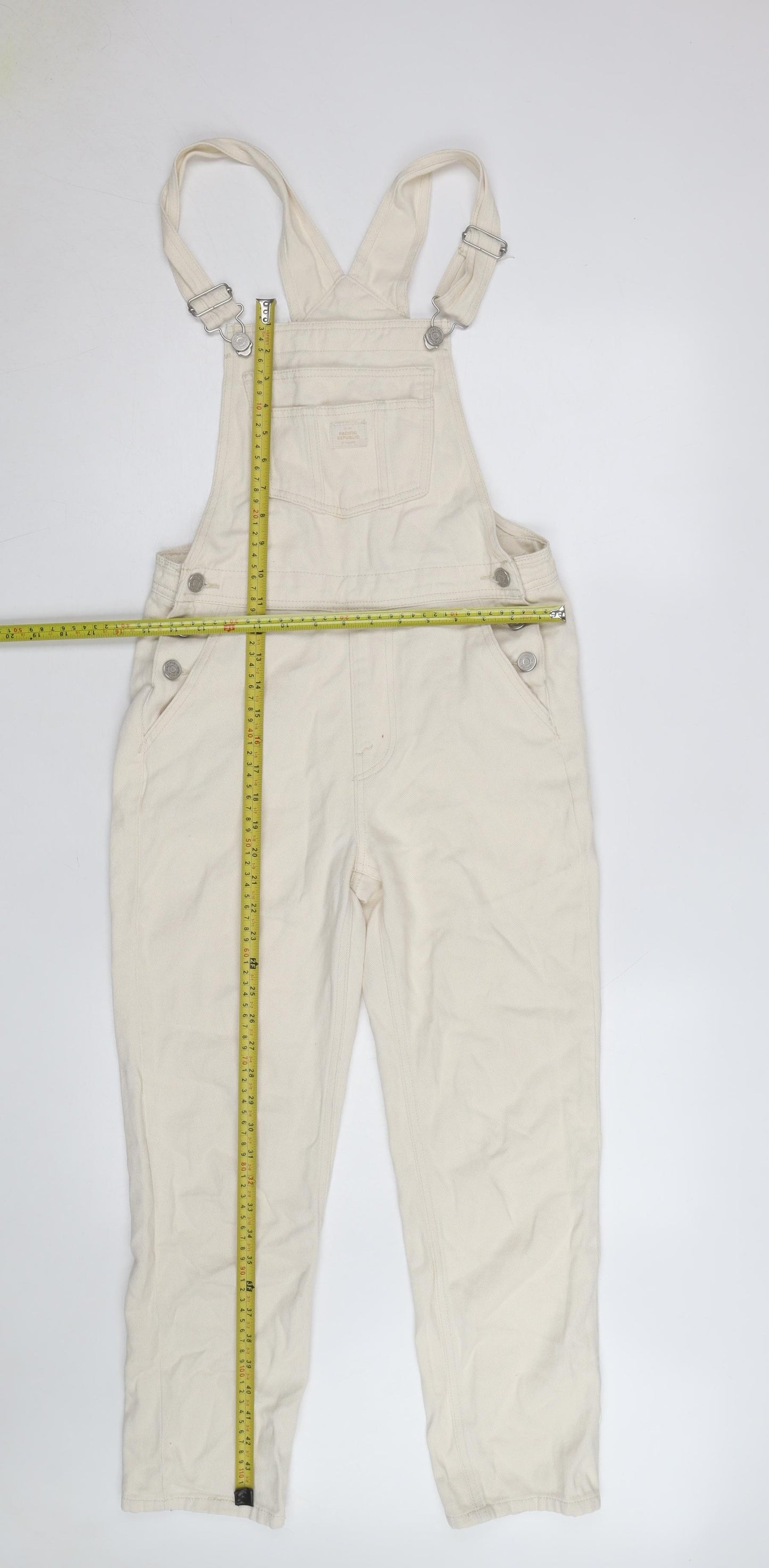 Pacific Republic Women's Ivory Cotton Dungaree Jumpsuit M