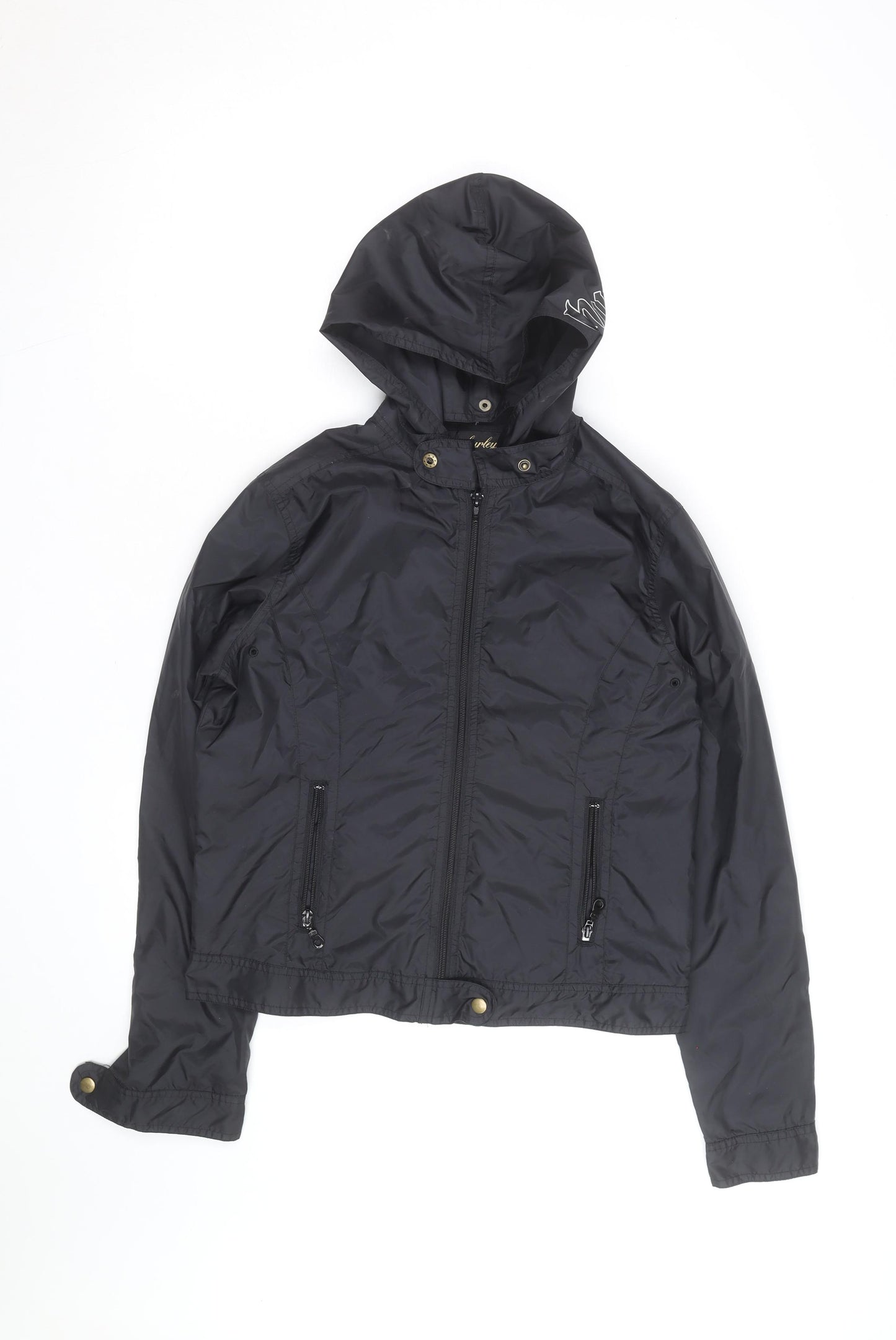 Hurley Men's Black Hooded Windbreaker Jacket M Lightweight Nylon