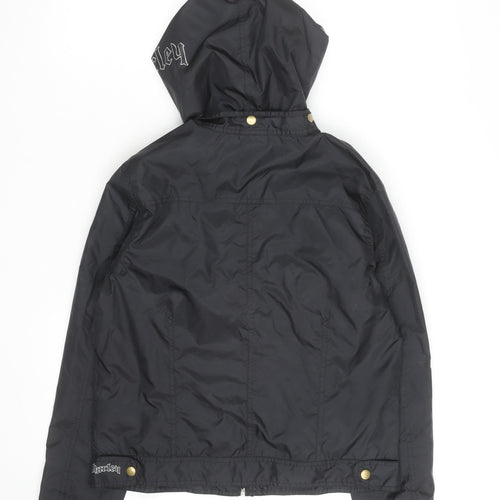 Hurley Men's Black Hooded Windbreaker Jacket M Lightweight Nylon
