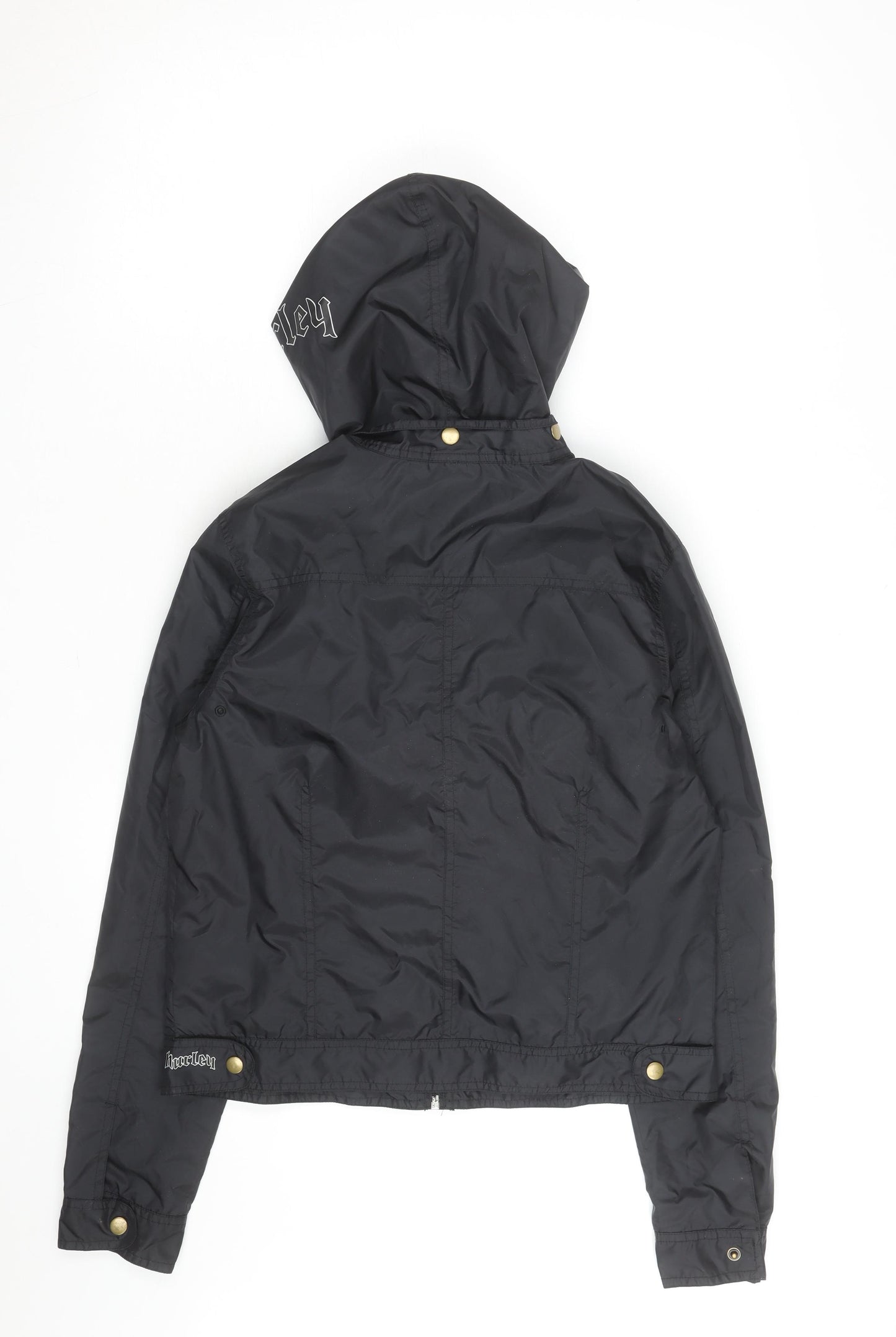 Hurley Men's Black Hooded Windbreaker Jacket M Lightweight Nylon
