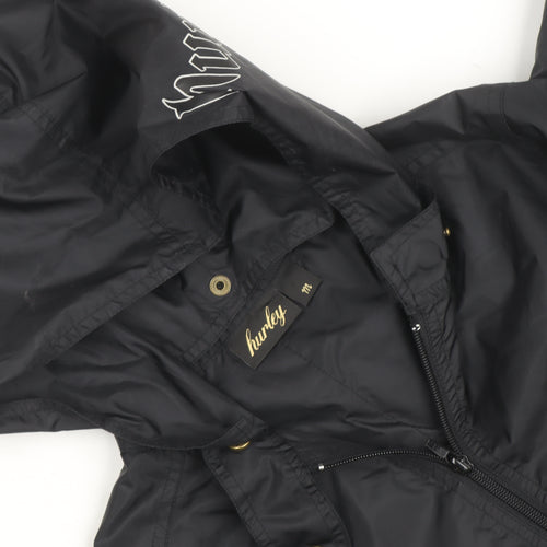 Hurley Men's Black Hooded Windbreaker Jacket M Lightweight Nylon