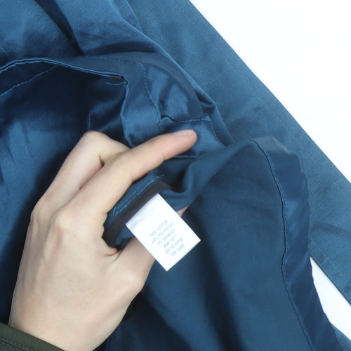 ELLE Womens Blue Trench Coat Belted Mid-Length M Classic Style