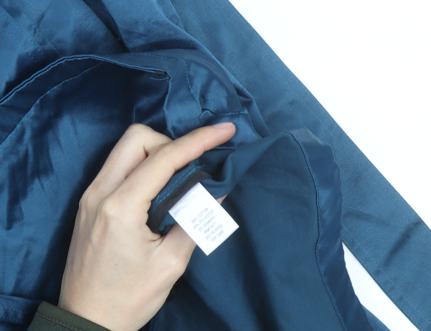 ELLE Womens Blue Trench Coat Belted Mid-Length M Classic Style