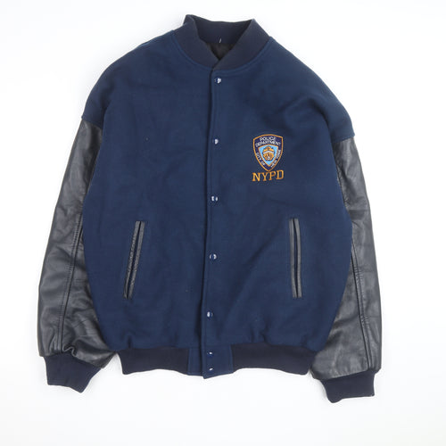 Canada Sportswear Men's Blue Wool Leather NYPD Varsity Jacket XL