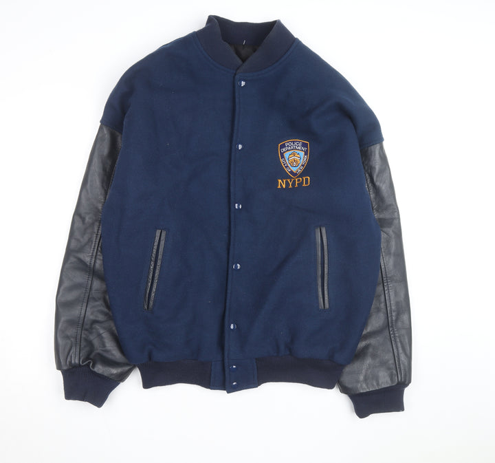 Canada Sportswear Men's Blue Wool Leather NYPD Varsity Jacket XL
