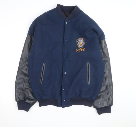 Canada Sportswear Men's Blue Wool Leather NYPD Varsity Jacket XL