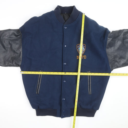 Canada Sportswear Men's Blue Wool Leather NYPD Varsity Jacket XL