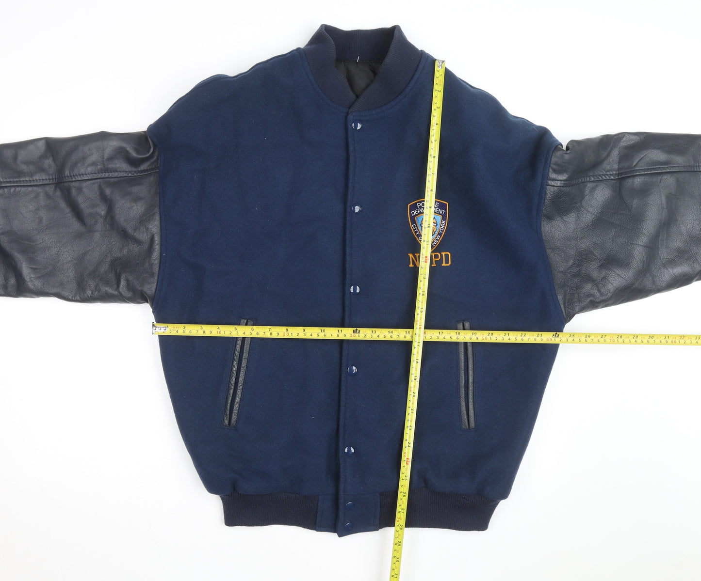 Canada Sportswear Men's Blue Wool Leather NYPD Varsity Jacket XL