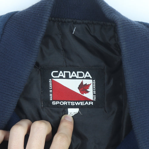 Canada Sportswear Men's Blue Wool Leather NYPD Varsity Jacket XL