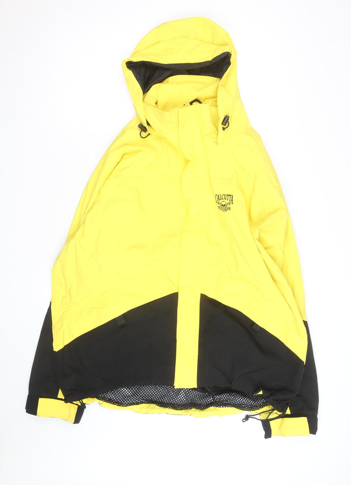 Calcutta Apparel Mens Yellow Hooded Waterproof Parka Jacket XL
