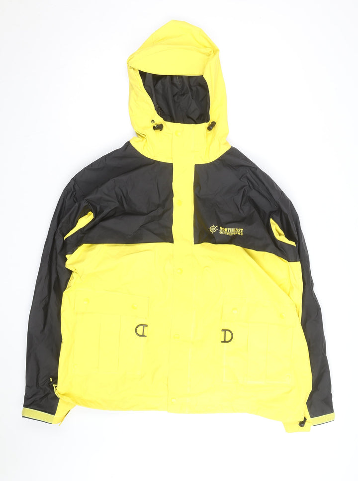 Northeast Outfitters Men's Yellow Black Waterproof Hooded Rain Jacket - L
