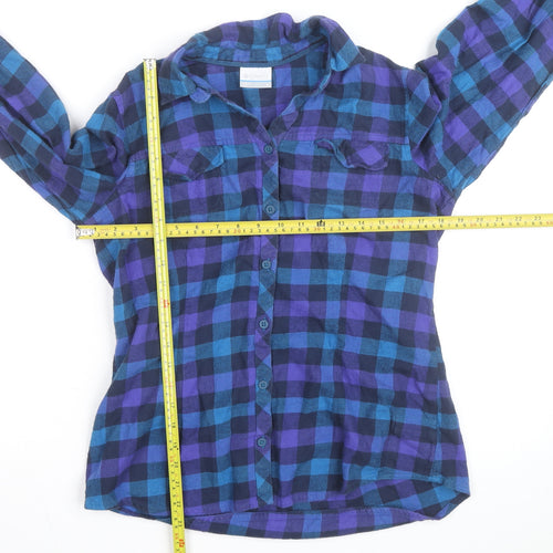 Columbia Men's Blue & Purple Check Flannel Long Sleeve Button-Up Shirt - Size M