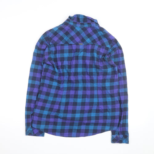 Columbia Men's Blue & Purple Check Flannel Long Sleeve Button-Up Shirt - Size M