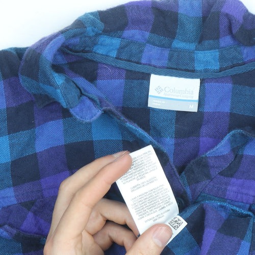 Columbia Men's Blue & Purple Check Flannel Long Sleeve Button-Up Shirt - Size M