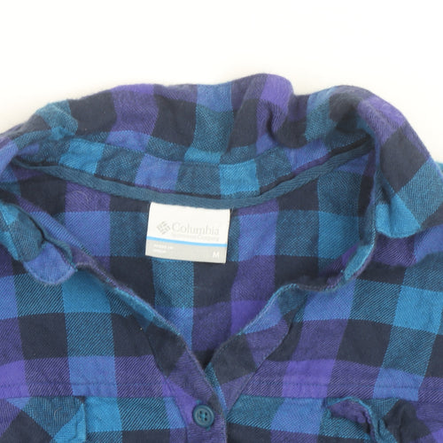 Columbia Men's Blue & Purple Check Flannel Long Sleeve Button-Up Shirt - Size M