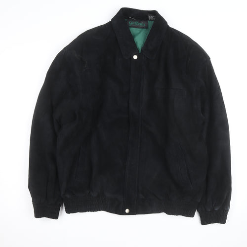 Galleria Benson & Hedges Men's Black Leather Bomber Jacket M