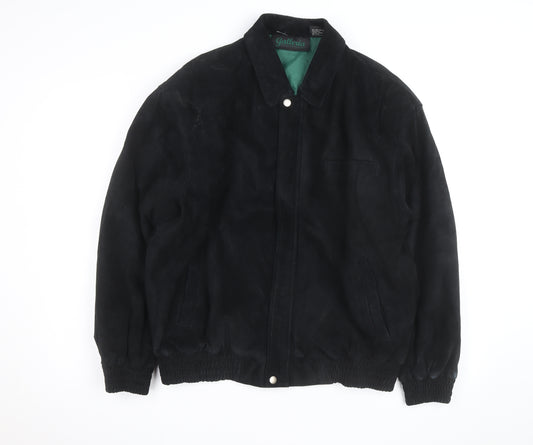 Galleria Benson & Hedges Men's Black Leather Bomber Jacket M
