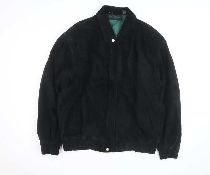Galleria Benson & Hedges Men's Black Leather Bomber Jacket M