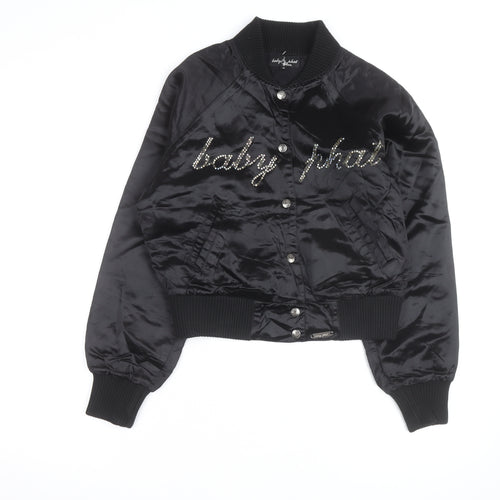 Baby Phat Women's Black Rhinestone Bomber Jacket Size S