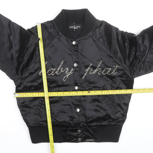 Baby Phat Women's Black Rhinestone Bomber Jacket Size S