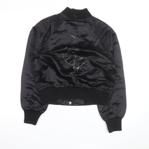 Baby Phat Women's Black Rhinestone Bomber Jacket Size S