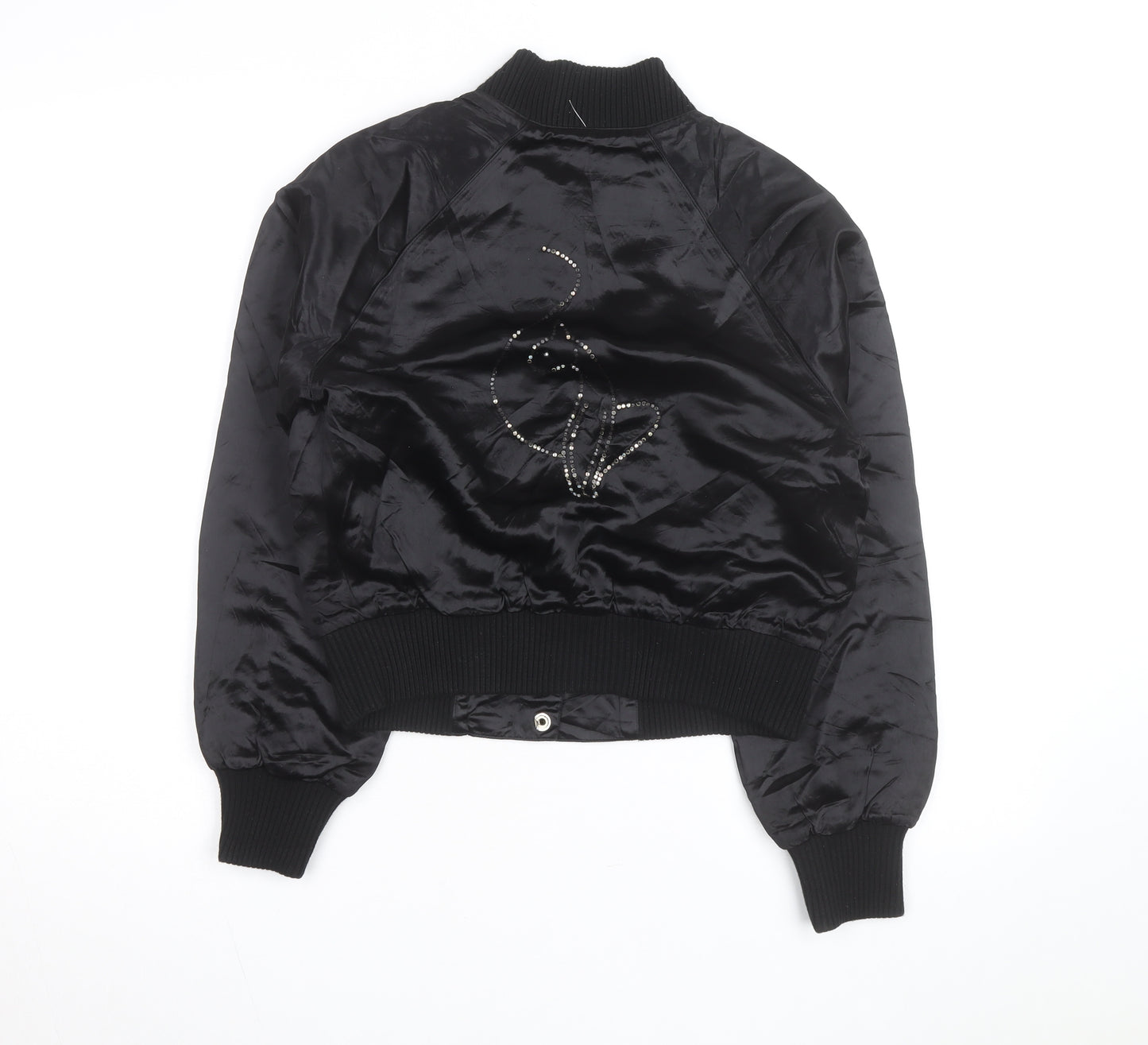 Baby Phat Women's Black Rhinestone Bomber Jacket Size S