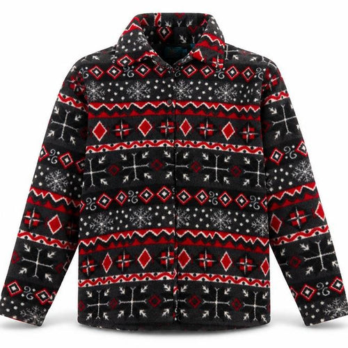 Weekend Edition Men's Multicoloured Fleece Jacket Size M Fair Isle Pattern