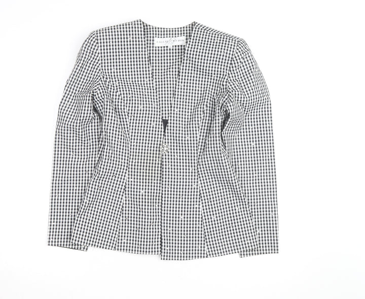 Lillie Rubin Women's Black Check Fitted Blazer Size 10 Vintage Classic