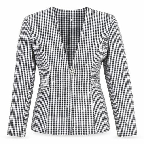 Lillie Rubin Women's Black Check Fitted Blazer Size 10 Vintage Classic