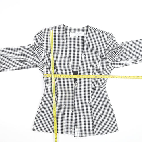 Lillie Rubin Women's Black Check Fitted Blazer Size 10 Vintage Classic