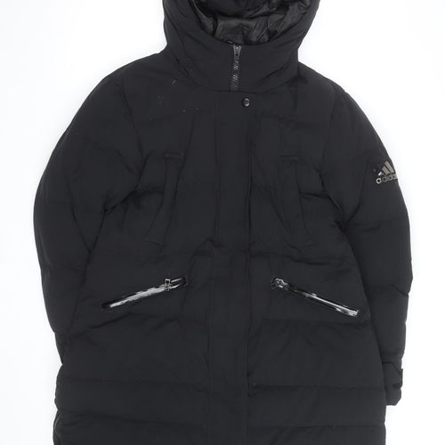 Adidas Womens Black Long Hooded Puffer Coat XL Winter Jacket