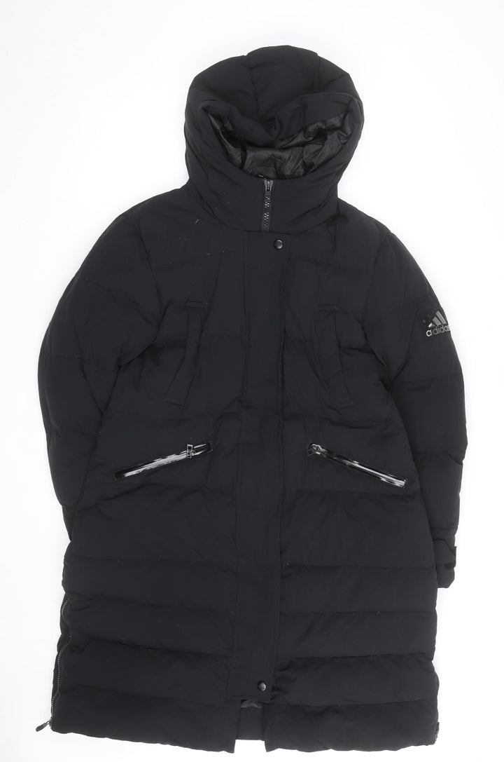 Adidas Womens Black Long Hooded Puffer Coat XL Winter Jacket