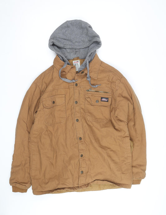 Dickies Men's Brown Hooded Workwear Jacket Size M 38in Cotton Blend