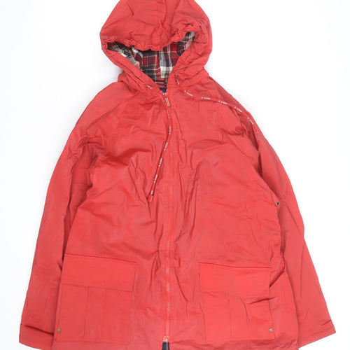 JG Hook Womens Red Hooded Waterproof Rain Coat Jacket M