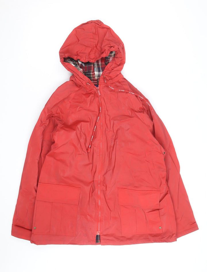 JG Hook Womens Red Hooded Waterproof Rain Coat Jacket M