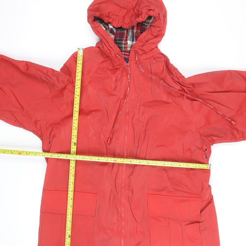 JG Hook Womens Red Hooded Waterproof Rain Coat Jacket M