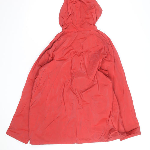 JG Hook Womens Red Hooded Waterproof Rain Coat Jacket M