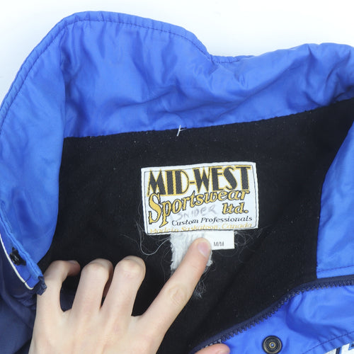 Mid-West Sportswear Men's Blue Windbreaker Jacket M Nylon Fleece Lined