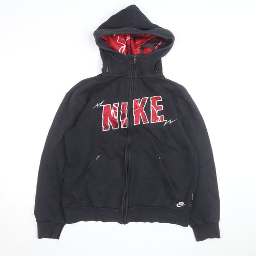 Nike Men's Black Full Zip Hoodie M Red Lined Sportswear