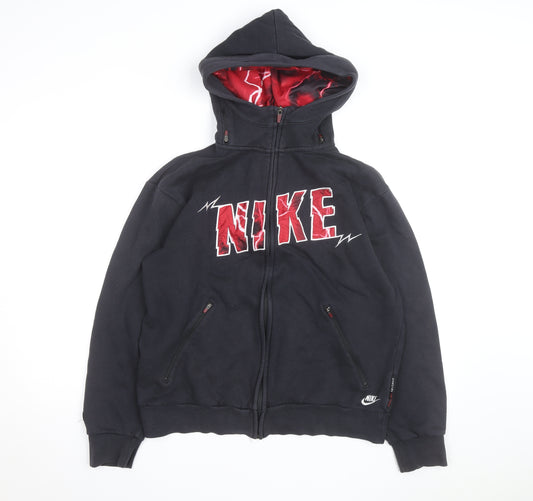 Nike Men's Black Full Zip Hoodie M Red Lined Sportswear