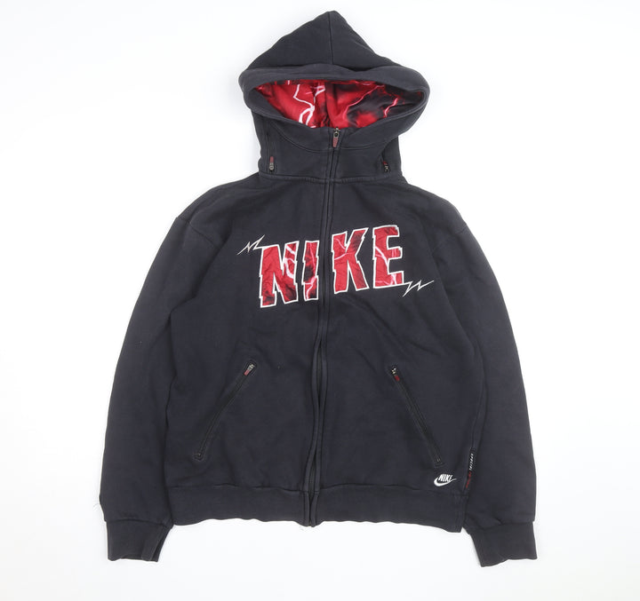 Nike Men's Black Full Zip Hoodie M Red Lined Sportswear
