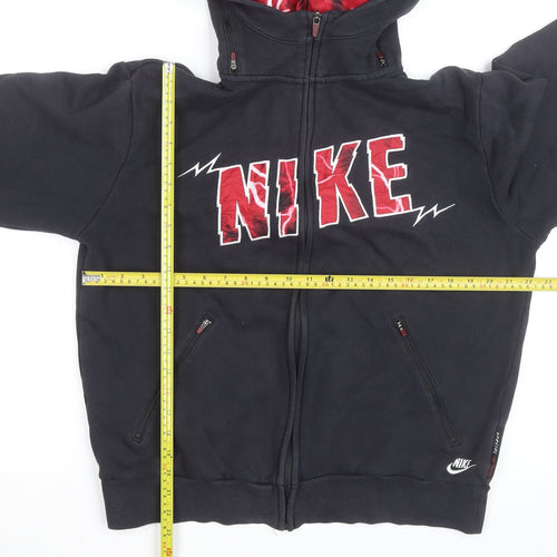 Nike Men's Black Full Zip Hoodie M Red Lined Sportswear