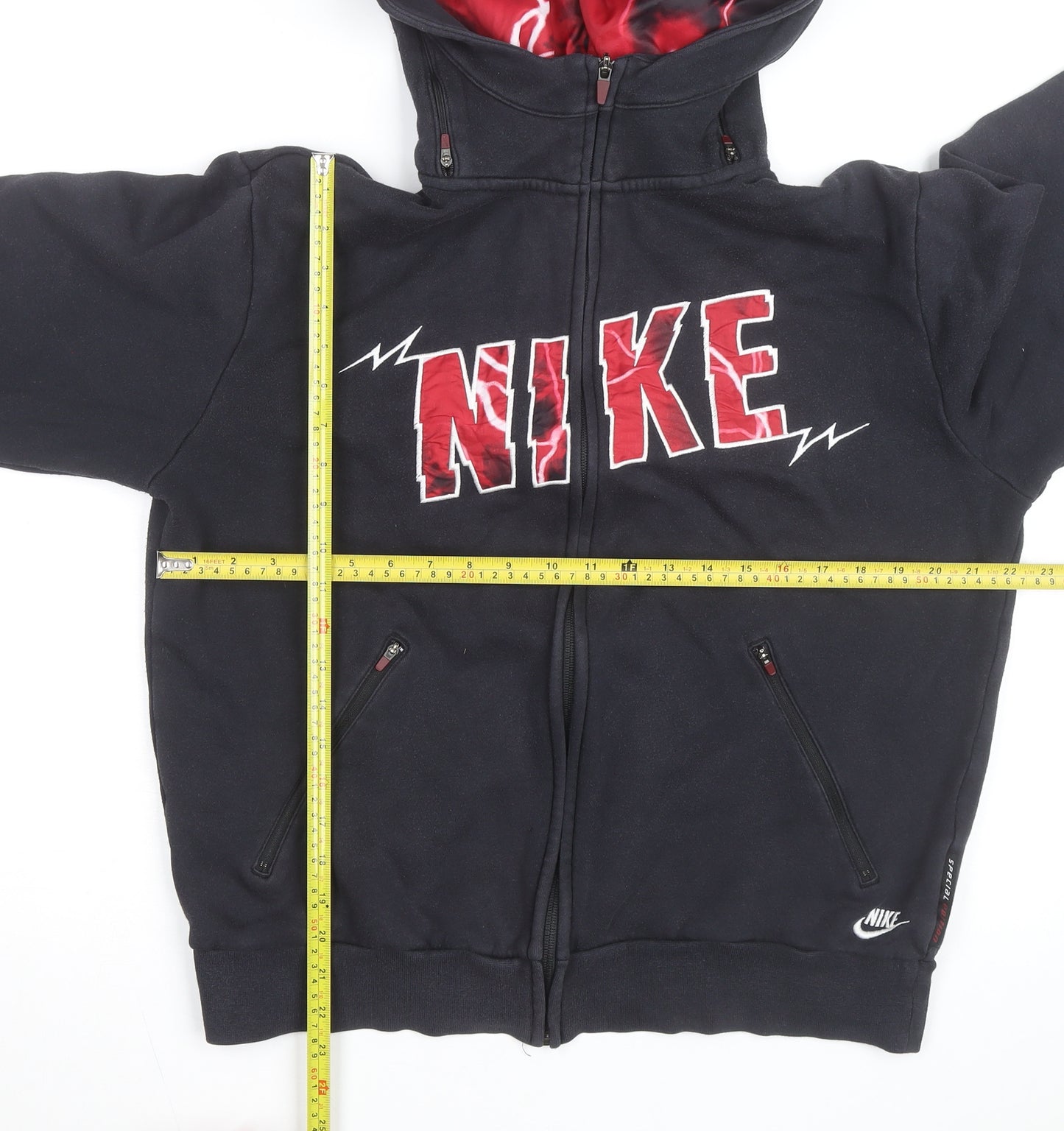 Nike Men's Black Full Zip Hoodie M Red Lined Sportswear