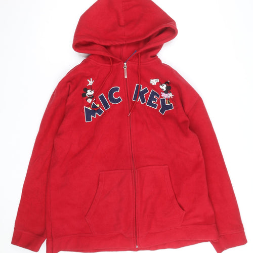 Disney Women Red Mickey Full Zip Fleece Hoodie 2XL