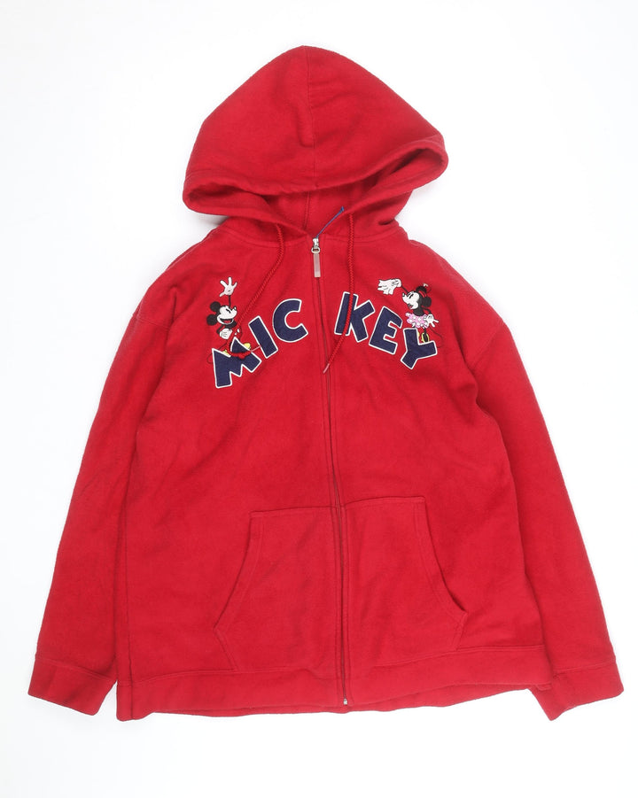 Disney Women Red Mickey Full Zip Fleece Hoodie 2XL