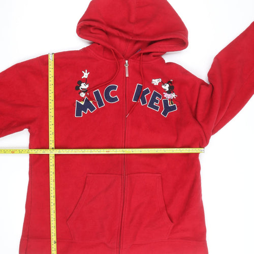 Disney Women Red Mickey Full Zip Fleece Hoodie 2XL