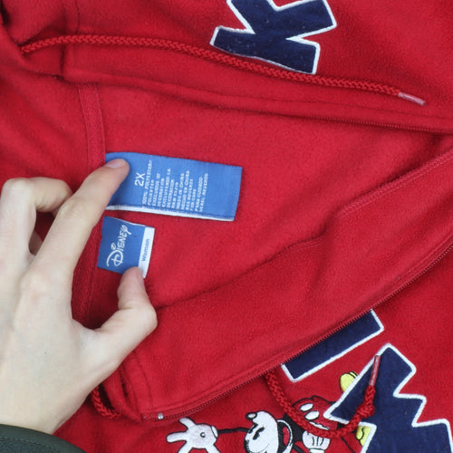 Disney Women Red Mickey Full Zip Fleece Hoodie 2XL