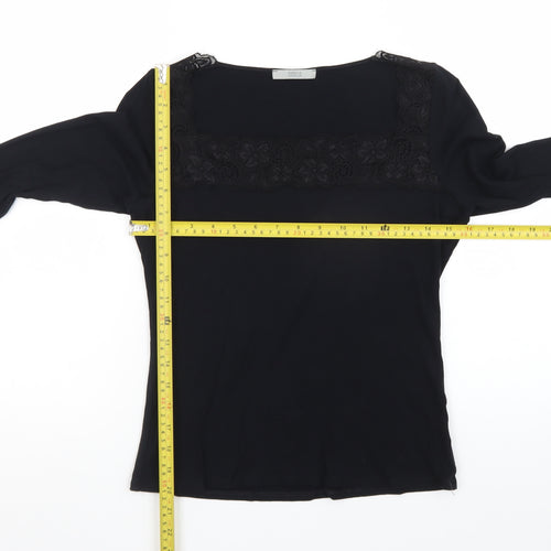 Marks and Spencer Women’s Black Lace Trim Long Sleeve Blouse UK 16