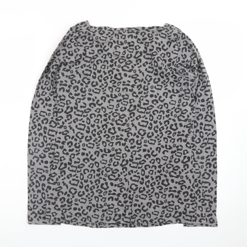 Mudd & Water Women's Grey Animal Print Long Sleeve Cotton Top Size 8